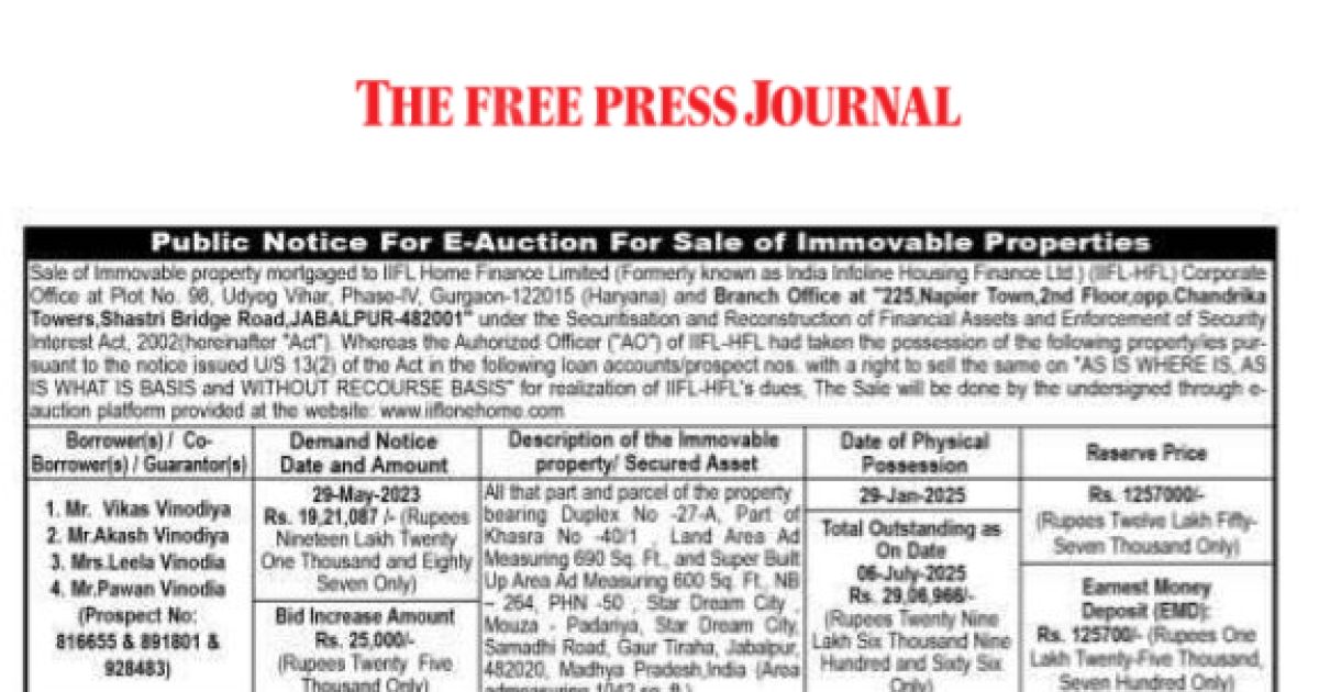 Clipping of free press journal free press bhopal epaper edition