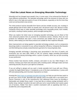 Find the Latest News on Emerging Wearable Technology