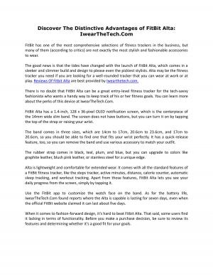 Discover The Distinctive Advantages of FitBit Alta: IwearTheTech.Com