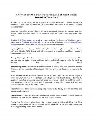  Know About the Stand Out Features of Fitbit Blaze: IwearTheTech.Com