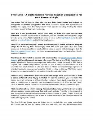  Fitbit Alta - A Customizable Fitness Tracker Designed to Fit Your Personal Style