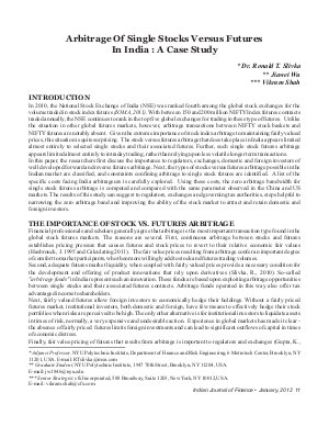 IJF-Jan12-Article2-ARBITRAGE OF SINGLE STOCKS VERSUS FUTURES IN INDIA : A CASE STUDY