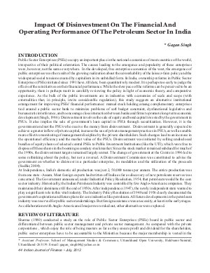 IJF-July12-Article5-IMPACT OF DISINVESTMENT ON THE FINANCIAL AND OPERATING PERFORMANCE OF THE PETROLEUM SECTOR IN INDIA