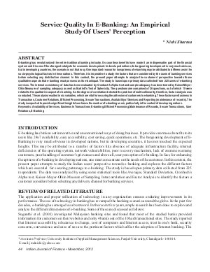 IJF-Nov12-Article5-SERVICE QUALITY IN E-BANKING: AN EMPIRICAL STUDY OF USERS' PERCEPTION
