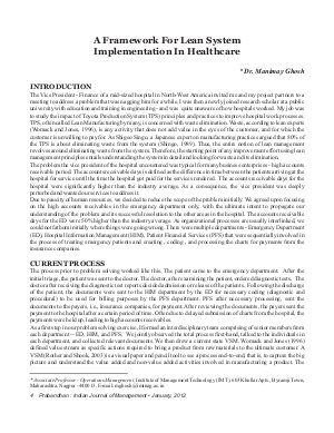 PIJM-Jan12-Article1-A Framework For Lean System Implementation In Healthcare