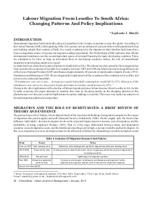 PIJM-Jan12-Article4-Labour Migration From Lesotho To South Africa: Changing Patterns And Policy Implications