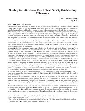 PIJM-Feb12-Article1-Making Your Business Plan A Real One By Establishing Milestones