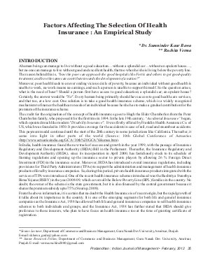 PIJM-Feb12-Article5-Factors Affecting the Selection of Health Insurance: An Empirical Study