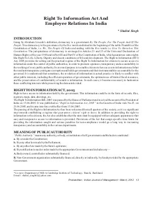 PIJM-March12-Article2-Right To Information Act And Employee Relations In India