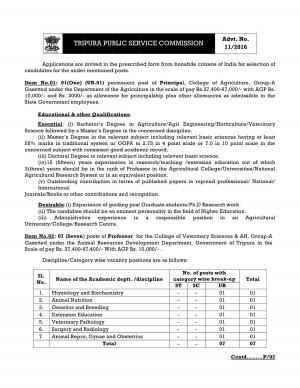 Faculty & Director Recruitment at Tripura PSC, 36 Vacancies