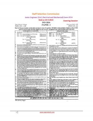 SSC JE 2014 Evening paper held on 25 may 2014