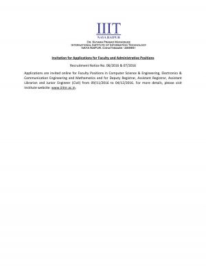 IIIT Naya Raipur Recruitment 2016 for Faculty Posts