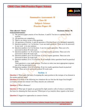 CBSE Class 10 Science Practice Paper SA-II, 2016-2017: Set-I
