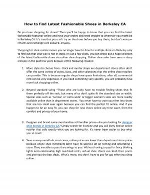 How to find Latest Fashionable Shoes in Berkeley CA