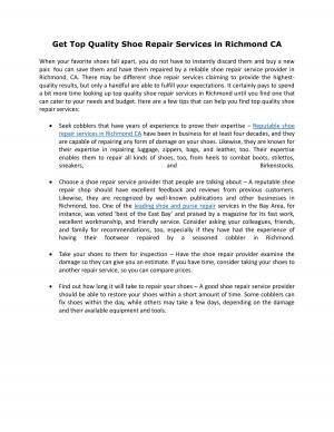 Get Top Quality Shoe Repair Services in Richmond CA