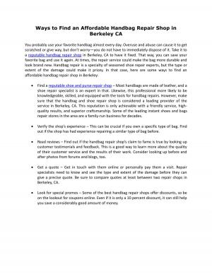 Ways to Find an Affordable Handbag Repair Shop in Berkeley CA