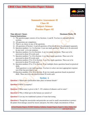 CBSE Class 10 Science Practice Paper SA II 2016-2017 Set II