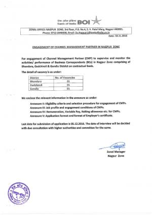 Bank of India for Channel Management Partner