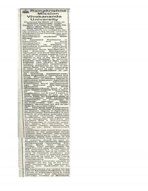 RKMVU Recruitment 2016, Apply for 4 Assistant Professor and other Faculty posts  