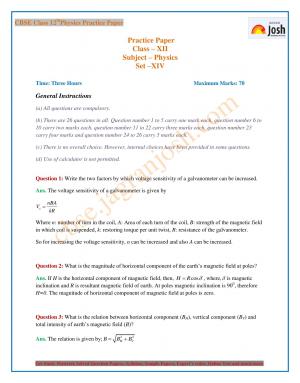 CBSE Class 12 Physics Solved Practice Paper Set – XiV 