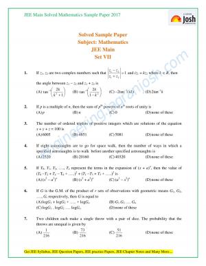 JEE Solved maths sample paper 2017