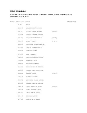 UPPSC Combined State Upper Subordinate Services Exam Results 2010