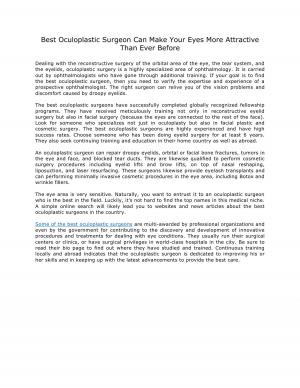 Best Oculoplastic Surgeon Can Make Your Eyes More Attractive Than Ever Before