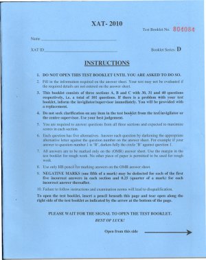 XAT MBA  Question Paper 2010