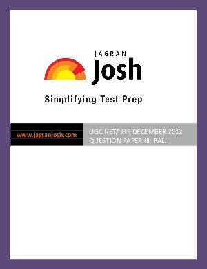 UGC NET  JRF Pali Question Paper– III December 2012.pdf