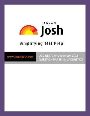 UGC NET/JRF Linguistics Question Paper–III: December 2012