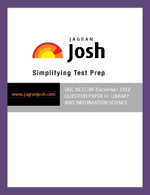 UGC NET/JRF Library And Information Science Question Paper– III: December 2012