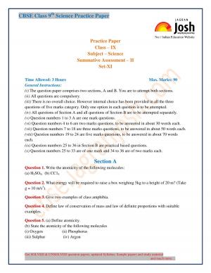 class 9 sci practice paper SA-II (Set-XI)