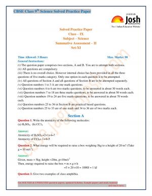 CBSE Class 9 Science Solved Practice Paper SA-2 (Set-XI)