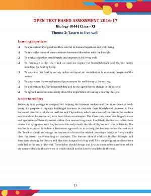 CBSE OTBA Class 11 Biology 2017 Theme 2 (in English)