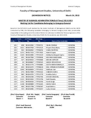 General Waitlist Results Final Notice- 2013