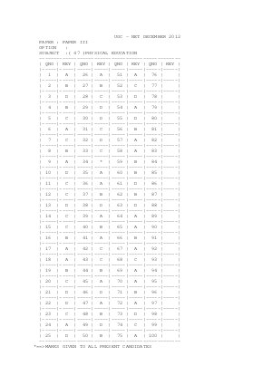 Answer key of PHYSICAL EDUCATION  III