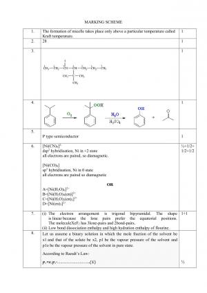 Hints or Marking Scheme CBSE Sample Paper for Class 12 Chemistry 2017