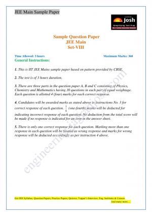 JEE Main Solved Sample Paper Set-VIII