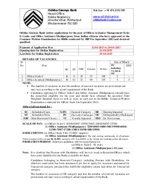 Notification Odisha Gramya Bank 2013