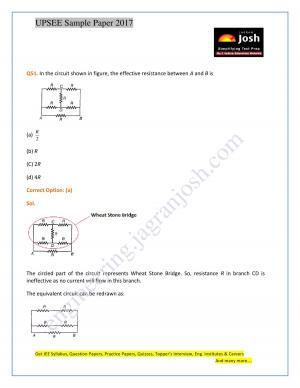 UPSEE Physics Sample Paper 2017