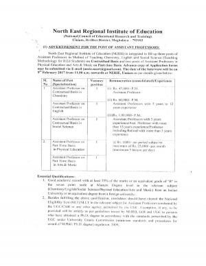 NERIE Recruitment for 05 Assistant Professor Posts, Details at nerie.nic.in