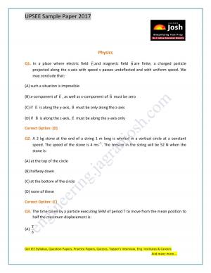 UPSEE 2017 Sample Paper Set-3