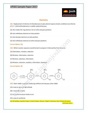 UPSEE Chemistry Sample Paper