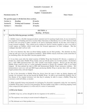 CBSE Sample Paper Class 10 English Communicative 2017 Complete