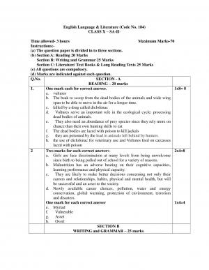 CBSE Sample Paper 2017 Class 10 English Language and Literature Marking Scheme