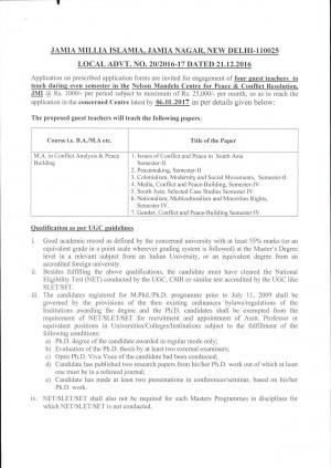Jamia Millia Islamia Recruitment 2017 for 04 Guest Teacher Posts, Apply at jmi.ac.in