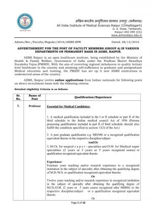 AIIMS, Raipur Hiring 204 Faculty Posts; Apply by 28 Jan