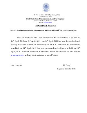 SSC Combined Graduate Level Exam 2013 Cancellation