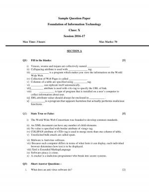 CBSE Sample Paper for Class 10 Foundation of IT 2017 Complete