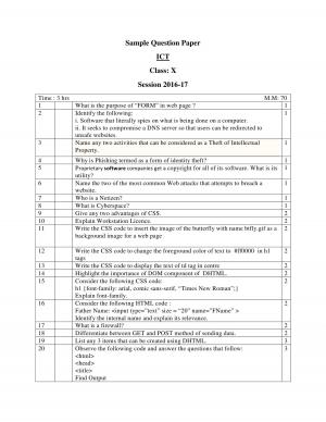 CBSE Sample Paper Class 10 Information and Technology 2017 Complete